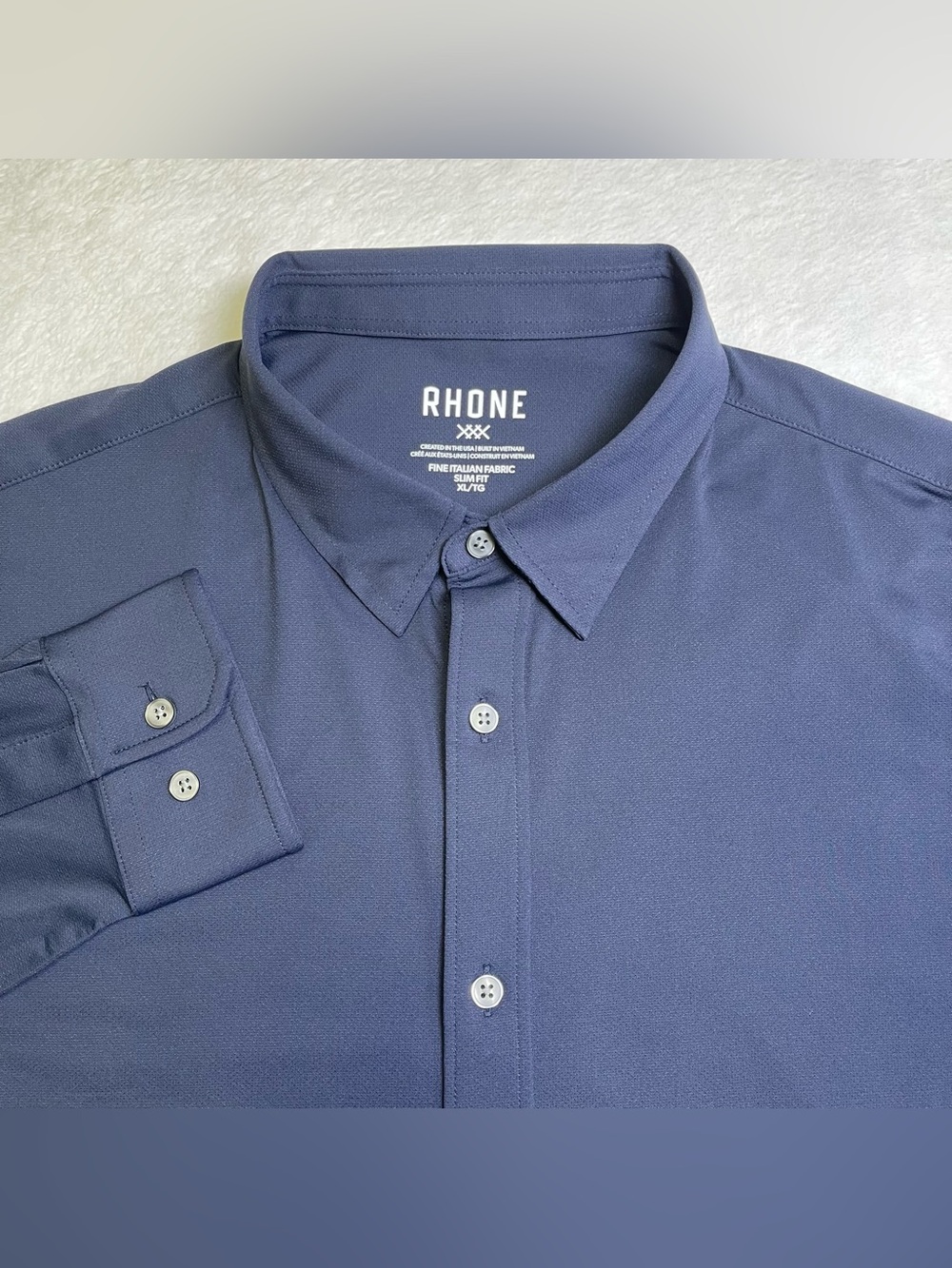 Rhone Commuter Shirt XL Slim Fit Blue Fine Italian Fabric Button Up Long Sleeve